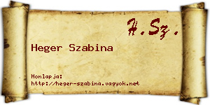 Heger Szabina névjegykártya
